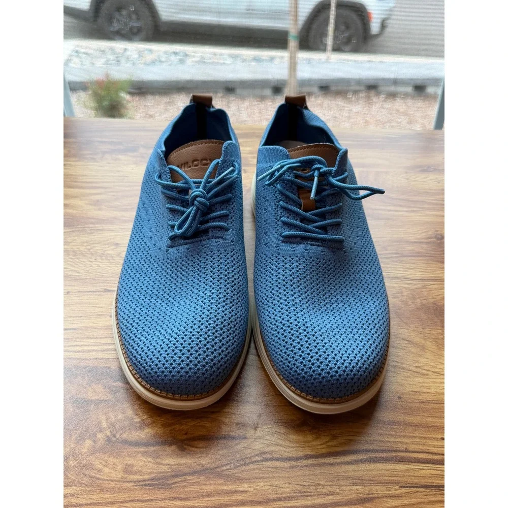 Vilocy Mens Knit Oxford Sneakers Blue Brown Mesh Dress Shoes V2201 EUR 42 US 9